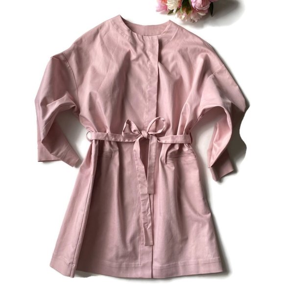 Pink Open/Wrap front A-Line coat with belt tie Size L - Picture 1 of 7